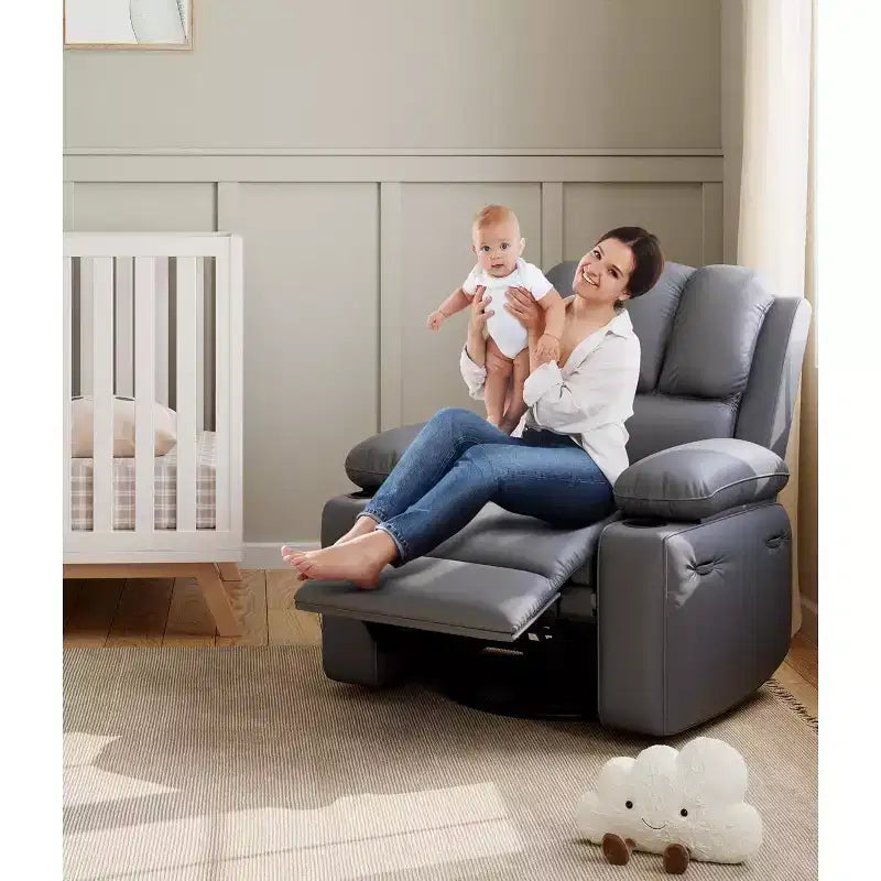 Oversized Extra Manual Leather Recliner Chair, Classic Reclining Seat with Lumbar & Arm Support, Home Theater Seating for Living Room,Bedroom,Nursery