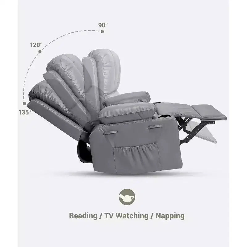 Oversized Extra Manual Leather Recliner Chair, Classic Reclining Seat with Lumbar & Arm Support, Home Theater Seating for Living Room,Bedroom,Nursery