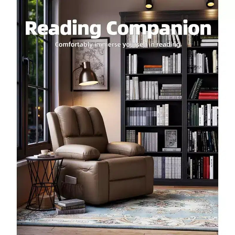 Oversized Extra Manual Leather Recliner Chair, Classic Reclining Seat with Lumbar & Arm Support, Home Theater Seating for Living Room,Bedroom,Nursery