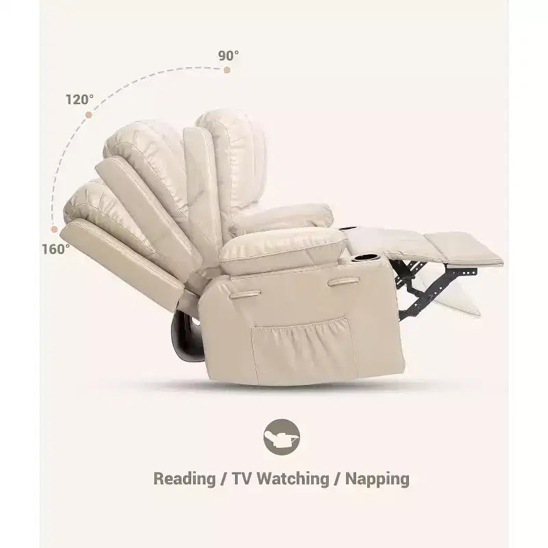 Oversized Extra Manual Leather Recliner Chair, Classic Reclining Seat with Lumbar & Arm Support, Home Theater Seating for Living Room,Bedroom,Nursery