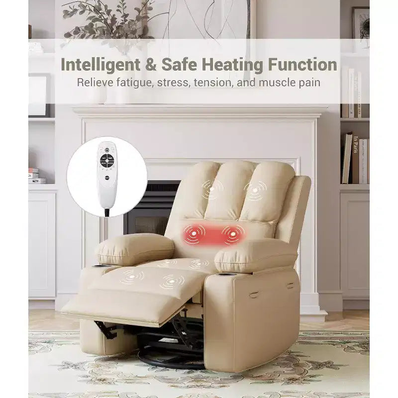Oversized Extra Manual Leather Recliner Chair, Classic Reclining Seat with Lumbar & Arm Support, Home Theater Seating for Living Room,Bedroom,Nursery
