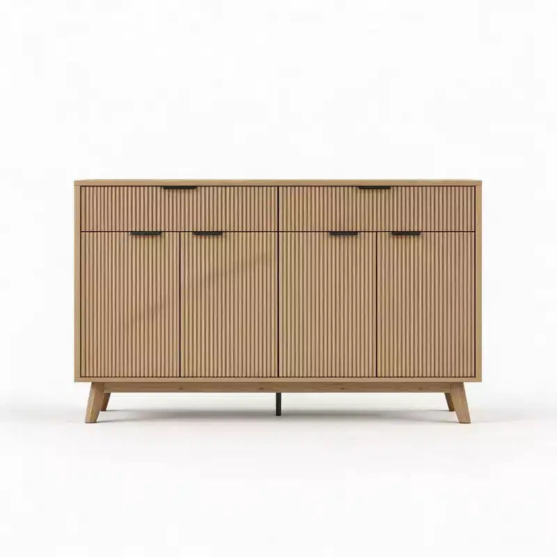 60'' Buffet Sideboard Cabinet with 2 Drawers and 4 Wave-Style Doors, Adjustable Shelves, Storage Console for Dining Room, Living Room, or Kitchen
