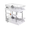 2-Tier Under Sink Organizer, Adjustable Height Pull Out Storage Shelves, Light Luxury White with Pulleys & Separators