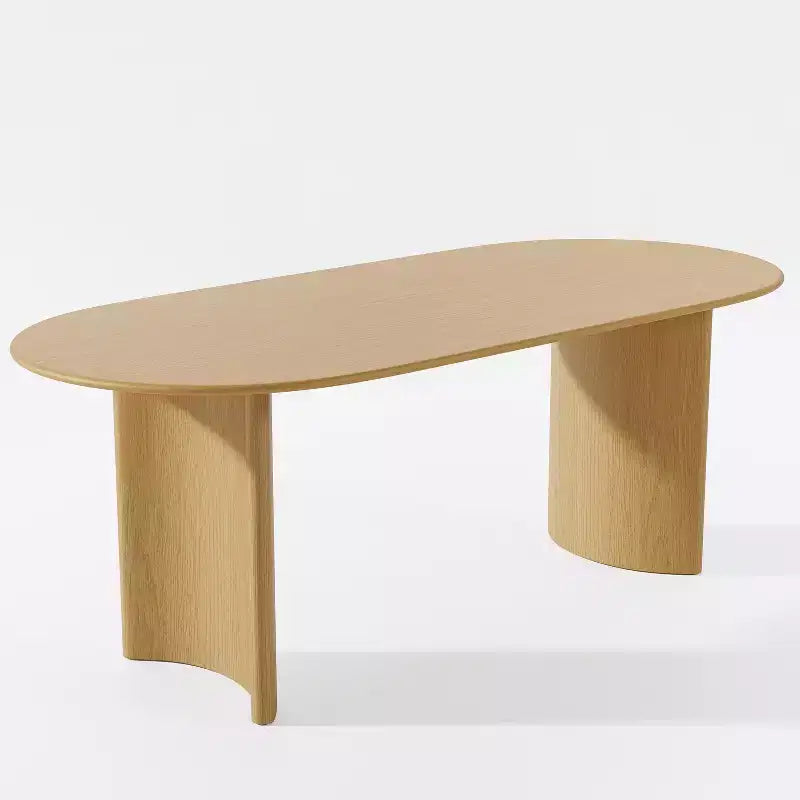 HomeRoots 67 Natural Solid Wood Double Pedestal Base Oval Dining Table