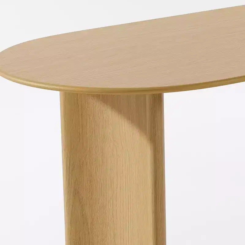 HomeRoots 67 Natural Solid Wood Double Pedestal Base Oval Dining Table