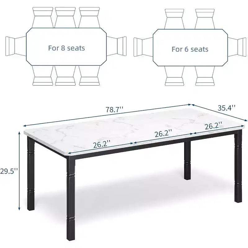 Industrial Long Dining Table for 6-8, Wooden Rectangle Kitchen Table with Heavy Duty Metal Frame Modern Farmhouse Style for Dining Room Kitchen