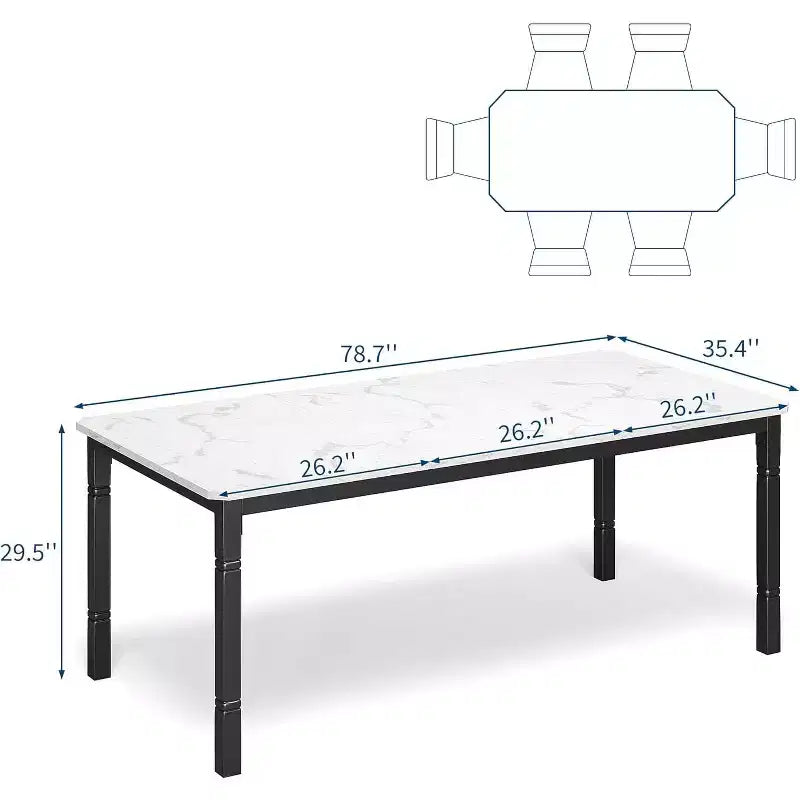 Industrial Long Dining Table for 6-8, Wooden Rectangle Kitchen Table with Heavy Duty Metal Frame Modern Farmhouse Style for Dining Room Kitchen