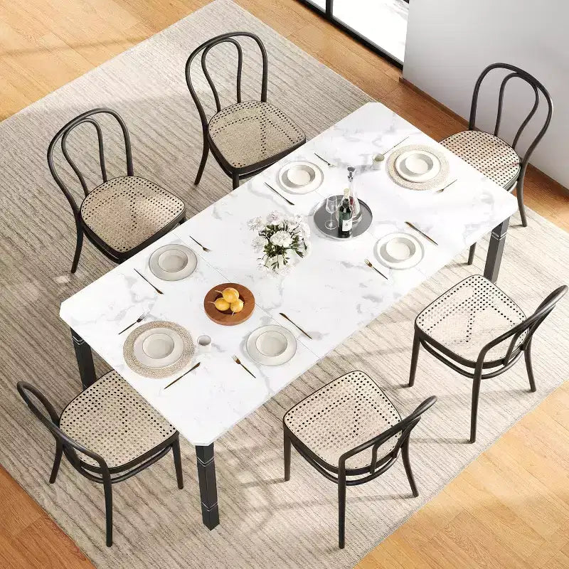 Industrial Long Dining Table for 6-8, Wooden Rectangle Kitchen Table with Heavy Duty Metal Frame Modern Farmhouse Style for Dining Room Kitchen