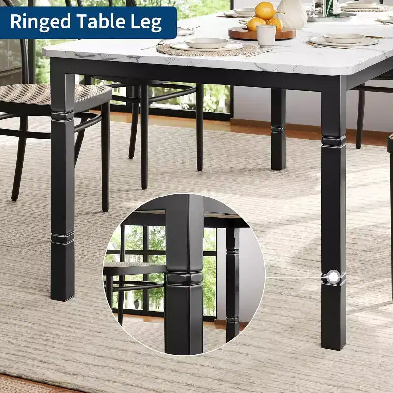Industrial Long Dining Table for 6-8, Wooden Rectangle Kitchen Table with Heavy Duty Metal Frame Modern Farmhouse Style for Dining Room Kitchen