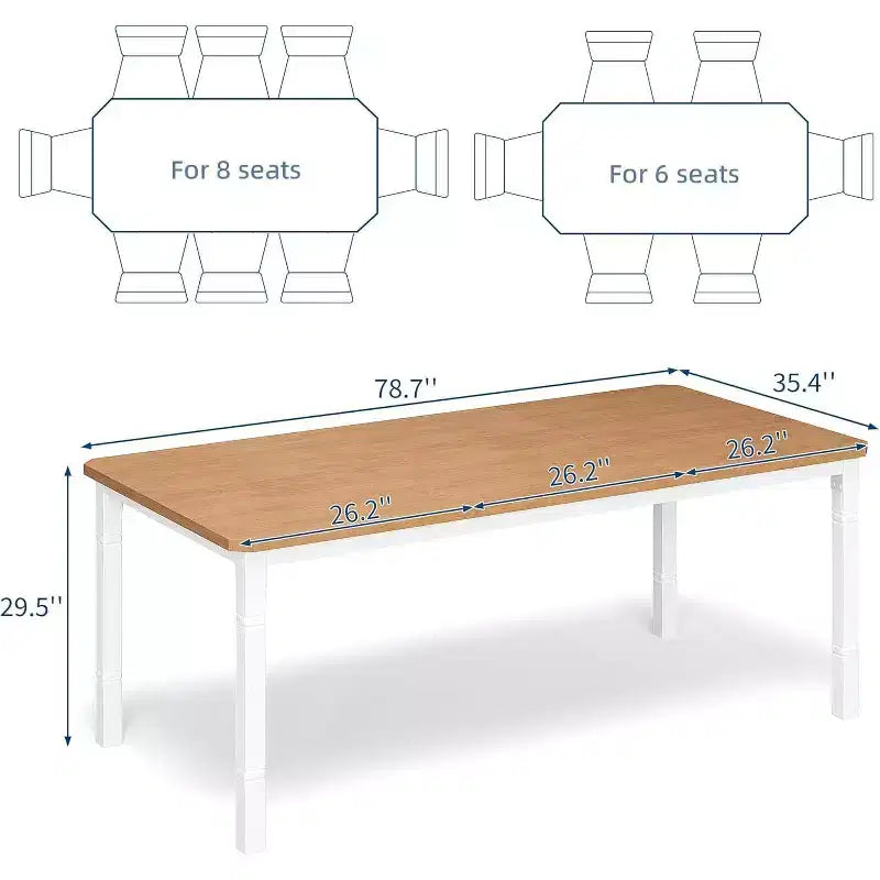 Industrial Long Dining Table for 6-8, Wooden Rectangle Kitchen Table with Heavy Duty Metal Frame Modern Farmhouse Style for Dining Room Kitchen