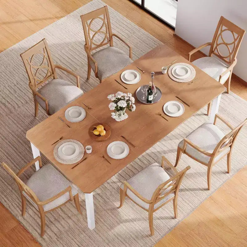 Industrial Long Dining Table for 6-8, Wooden Rectangle Kitchen Table with Heavy Duty Metal Frame Modern Farmhouse Style for Dining Room Kitchen
