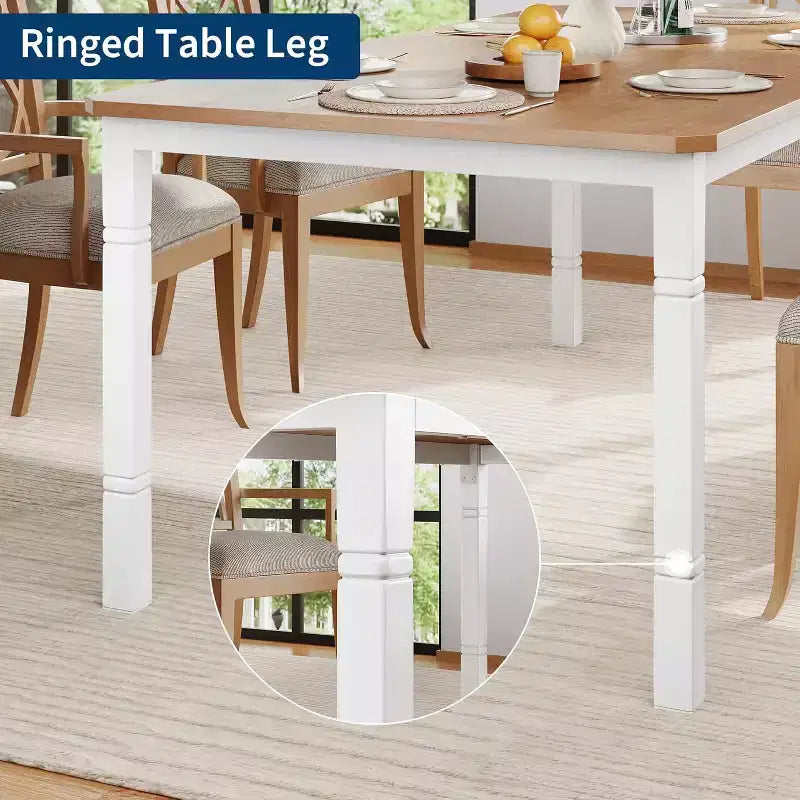 Industrial Long Dining Table for 6-8, Wooden Rectangle Kitchen Table with Heavy Duty Metal Frame Modern Farmhouse Style for Dining Room Kitchen