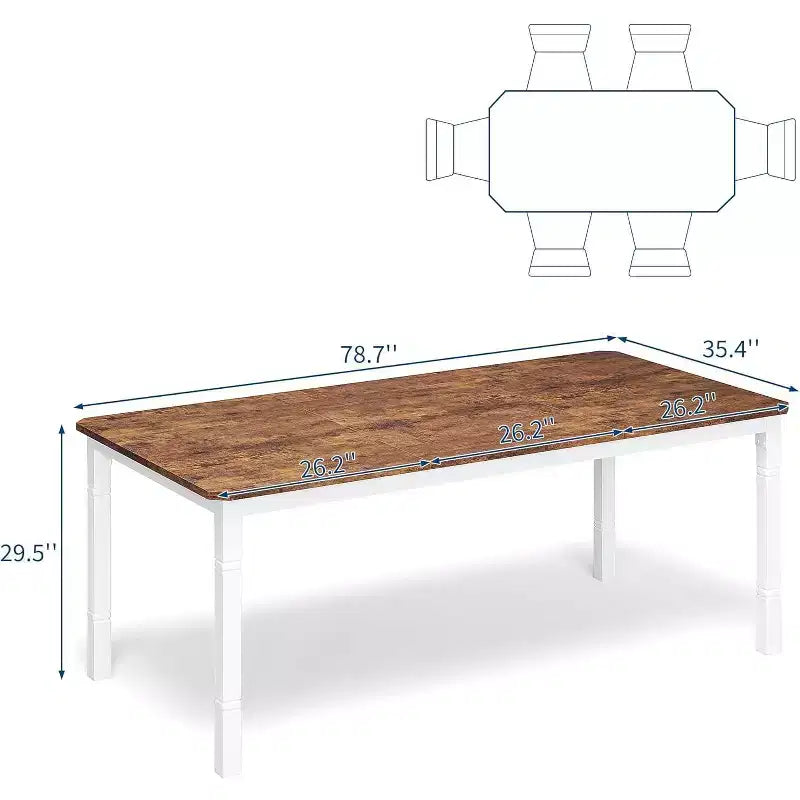 Industrial Long Dining Table for 6-8, Wooden Rectangle Kitchen Table with Heavy Duty Metal Frame Modern Farmhouse Style for Dining Room Kitchen