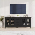 65 Farmhouse TV Stand for TVs up to 70 - Mid-Century Modern Entertainment Center with 2 Glass Doors & 3 Drawers - Wood Media Console