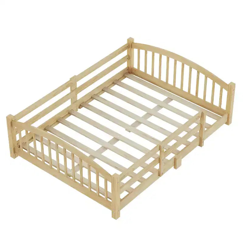 Luxystar Full Size Montessori Low Profile Bed with Safety Rails and Headboard