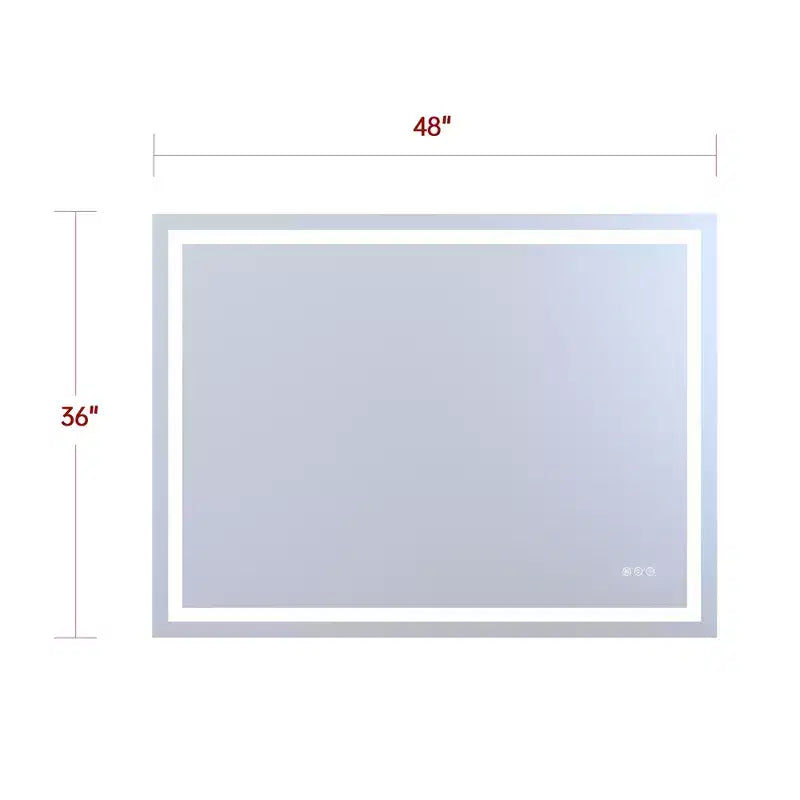 SUMERAIN 48x36 Wall LED Bathroom Mirror Shatter-Proof, ETL Anti-Fog Vanity Mirror Stepless Dimmable