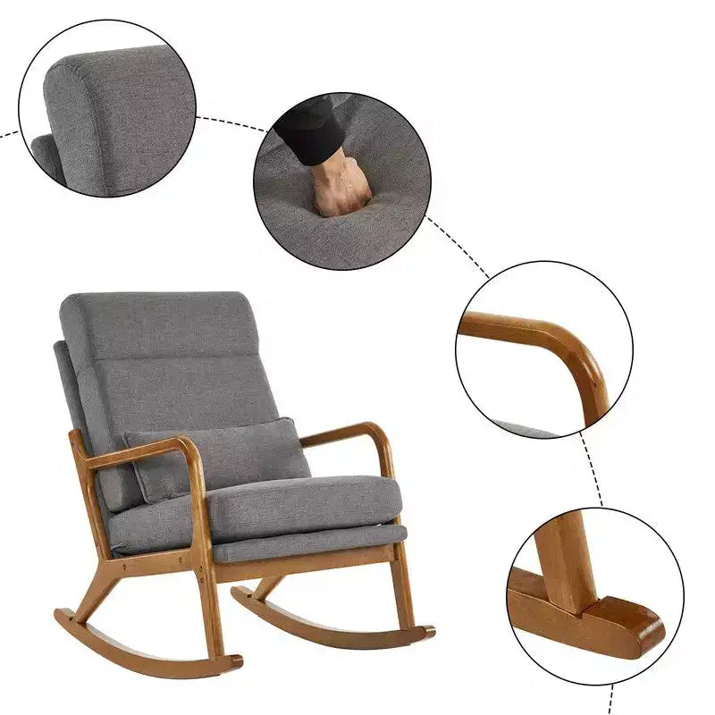 Karl Home Upholstered Gray Rocking Chair