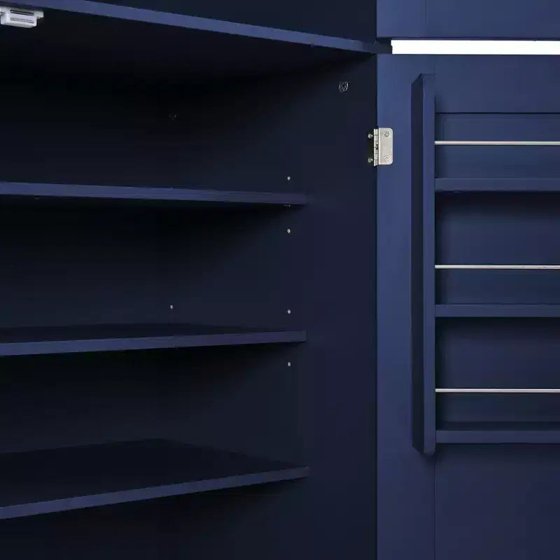 Tall Kitchen Pantry Cabinet with Power Outlets, Large Freestanding Cupboard with Microwave Stand, Drawers, Shelves, Wine Racks & Door-Shelf