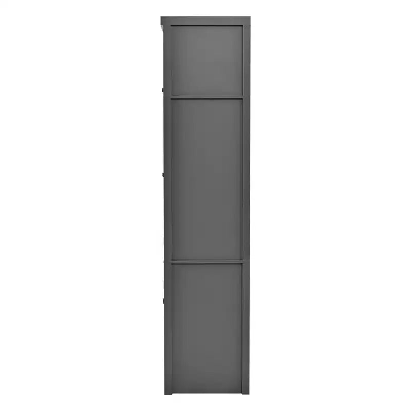 Tall Kitchen Pantry Cabinet with Power Outlets, Large Freestanding Cupboard with Microwave Stand, Drawers, Shelves, Wine Racks & Door-Shelf