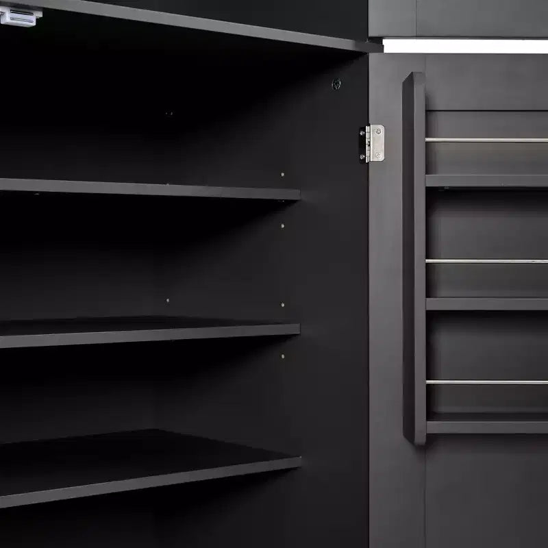 Tall Kitchen Pantry Cabinet with Power Outlets, Large Freestanding Cupboard with Microwave Stand, Drawers, Shelves, Wine Racks & Door-Shelf