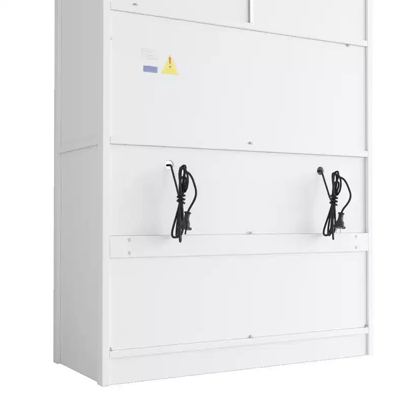 Tall Kitchen Pantry Cabinet with Power Outlets, Large Freestanding Cupboard with Microwave Stand, Drawers, Shelves, Wine Racks & Door-Shelf
