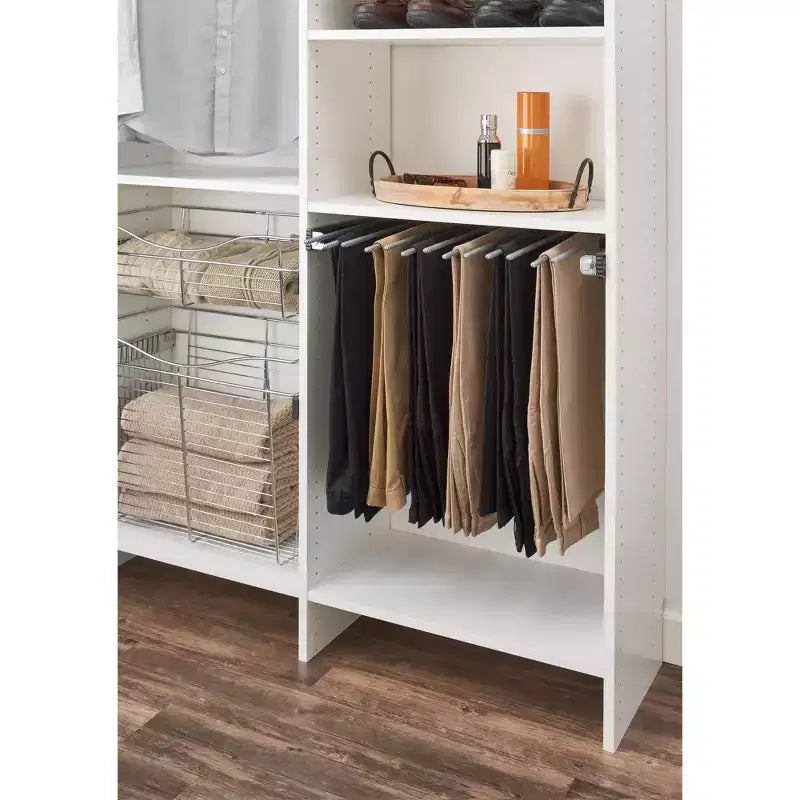 Rev-A-Shelf 24 Pull Out Wire Frame for 9 Pairs of Trouser Pant Rack for Space Saving Home Closet Storage Organization, Chrome, PSC-2414CR
