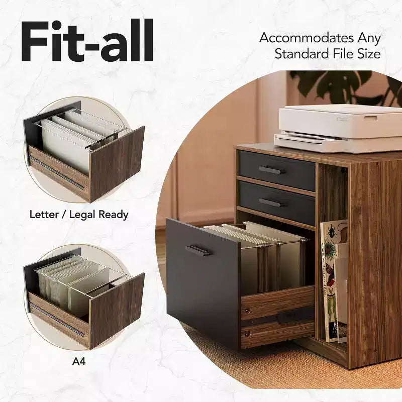 63 X 53 In Electric L Shaped Standing Desk with 2 Storage Drawers File Cabinet, Height Adjustable Corner Standing Desk, Computer Desk, Walnut