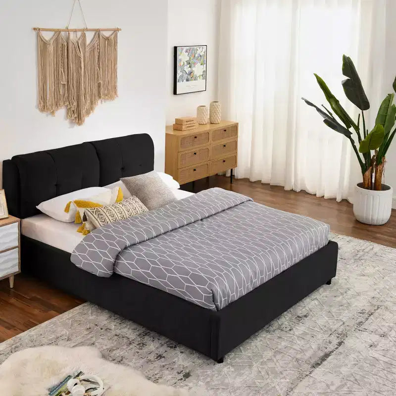 ModernLuxe Queen/King Storage Platform Bed Frame Chenille Upholstered Bed with Soft Headboard