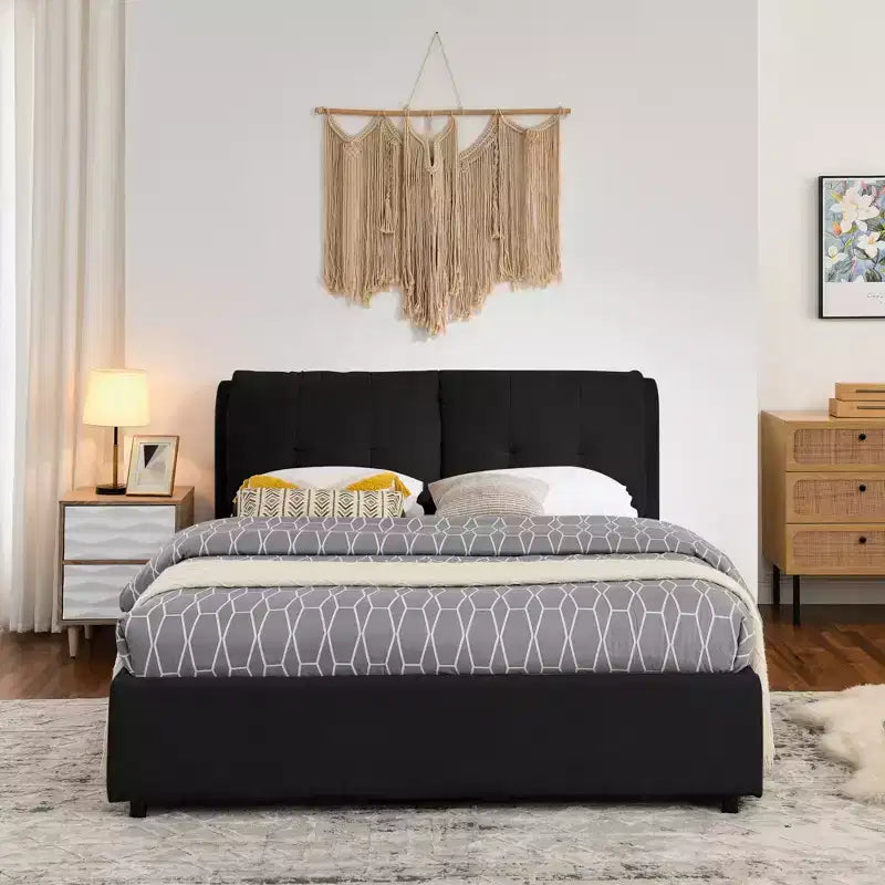 ModernLuxe Queen/King Storage Platform Bed Frame Chenille Upholstered Bed with Soft Headboard