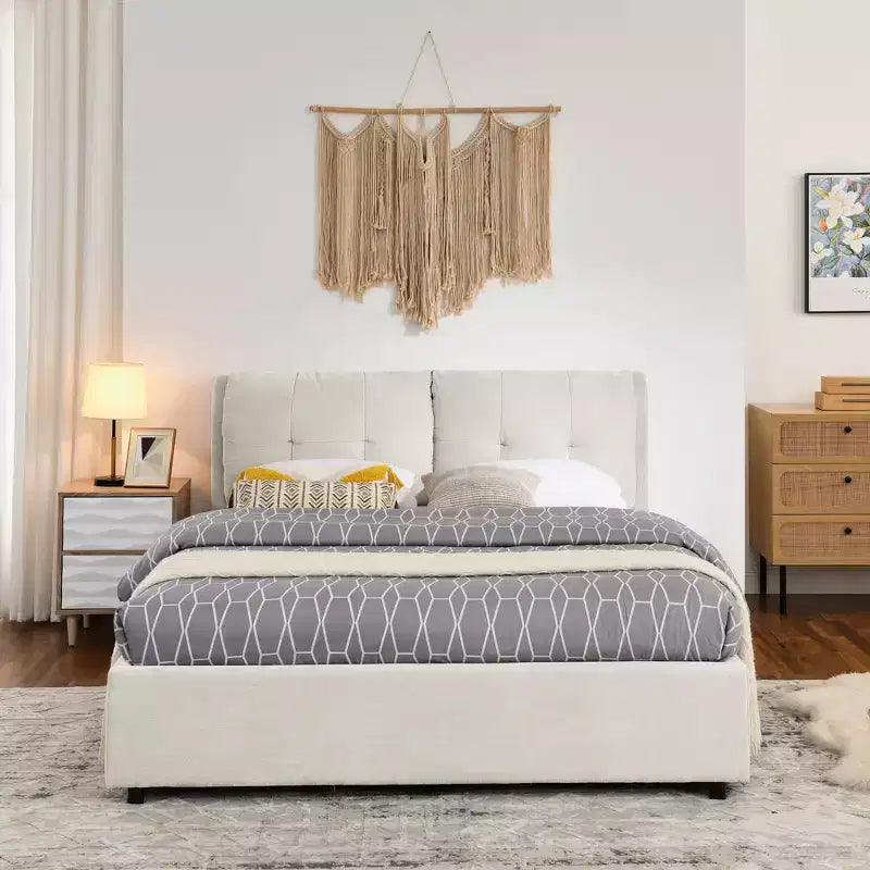 ModernLuxe Queen/King Storage Platform Bed Frame Chenille Upholstered Bed with Soft Headboard
