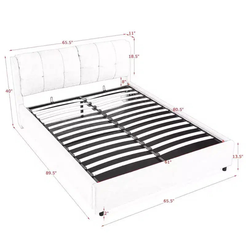 ModernLuxe Queen/King Storage Platform Bed Frame Chenille Upholstered Bed with Soft Headboard