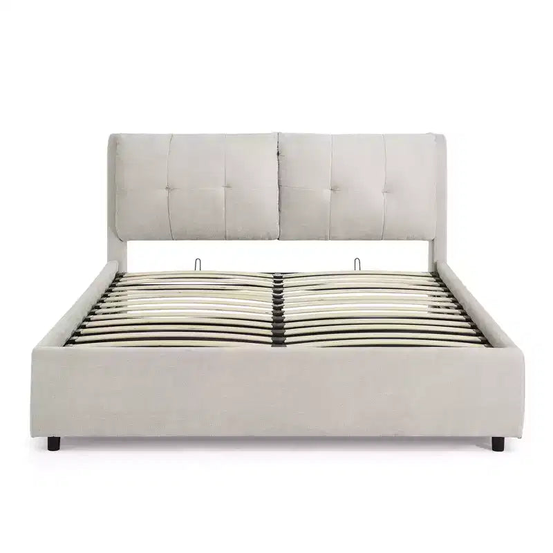 ModernLuxe Queen/King Storage Platform Bed Frame Chenille Upholstered Bed with Soft Headboard