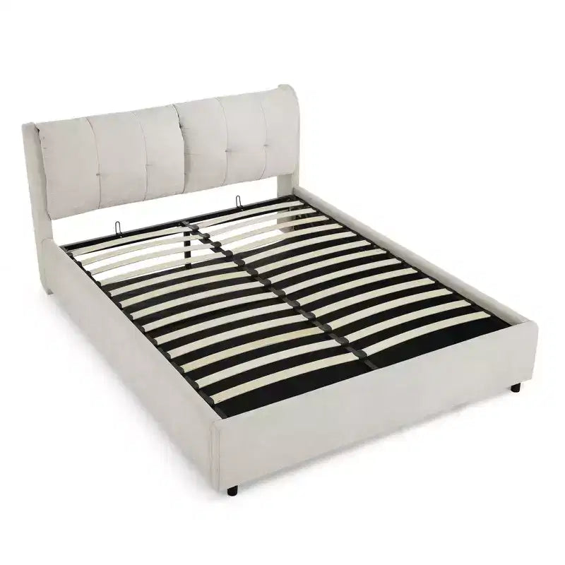 ModernLuxe Queen/King Storage Platform Bed Frame Chenille Upholstered Bed with Soft Headboard