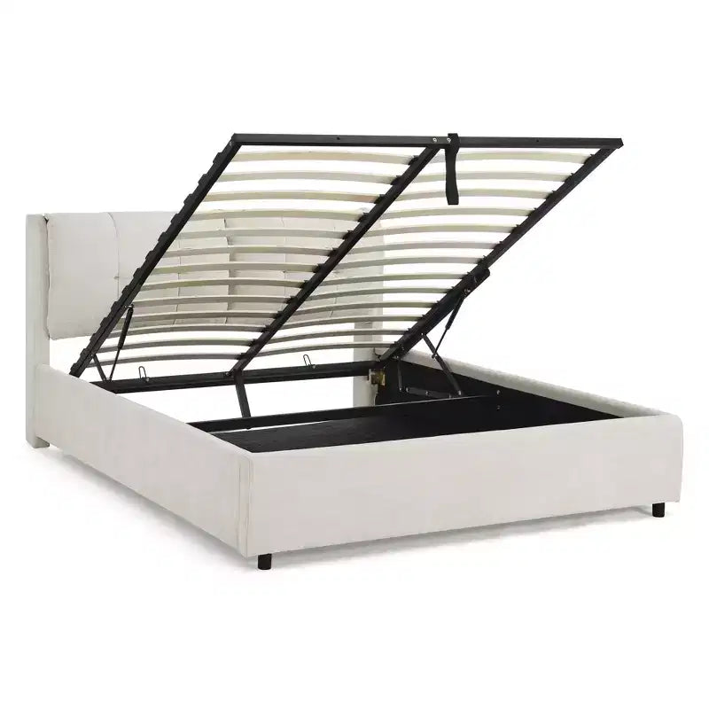 ModernLuxe Queen/King Storage Platform Bed Frame Chenille Upholstered Bed with Soft Headboard