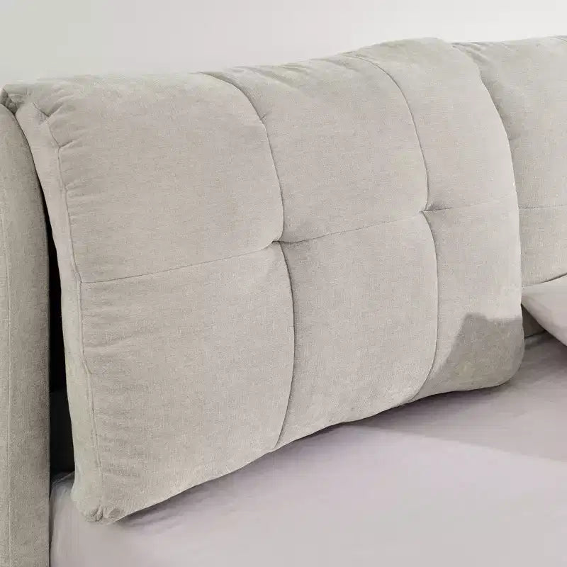 ModernLuxe Queen/King Storage Platform Bed Frame Chenille Upholstered Bed with Soft Headboard