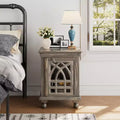 Antique Grey Wood Stylish Functional Nightstand for Bedroom Living Room