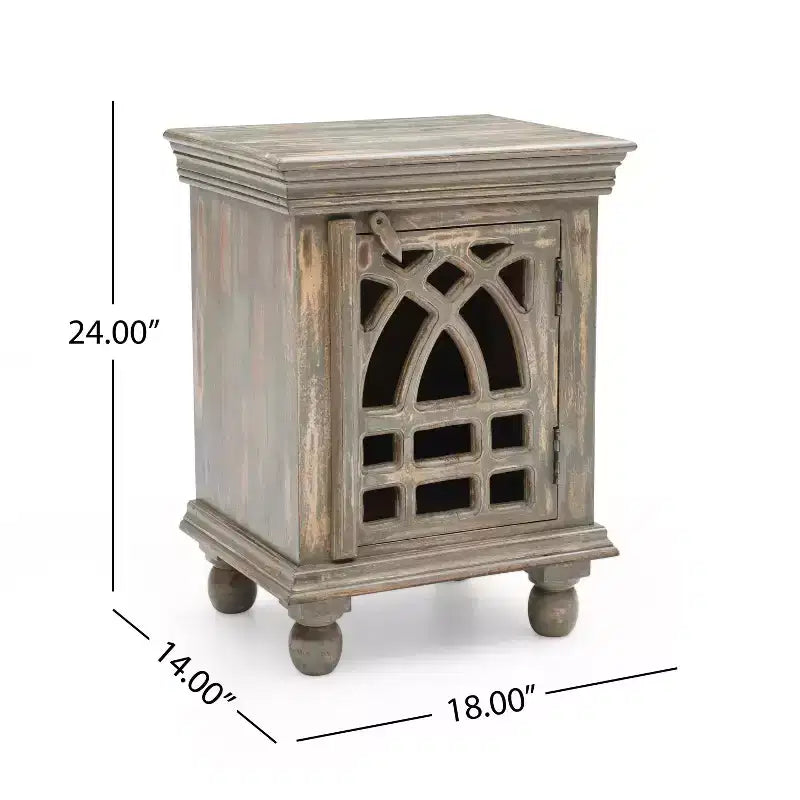 Antique Grey Wood Stylish Functional Nightstand for Bedroom Living Room