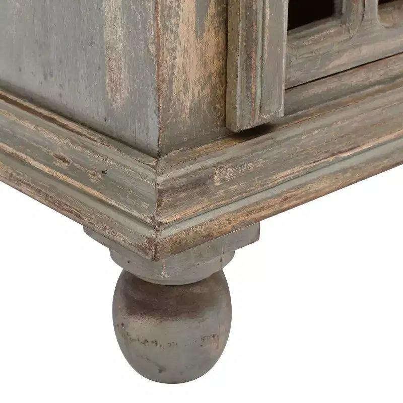 Antique Grey Wood Stylish Functional Nightstand for Bedroom Living Room