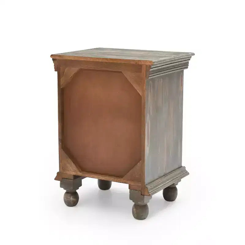 Antique Grey Wood Stylish Functional Nightstand for Bedroom Living Room