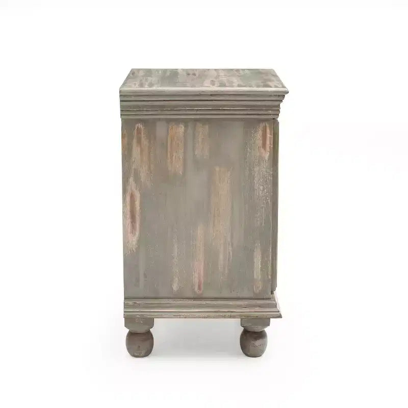 Antique Grey Wood Stylish Functional Nightstand for Bedroom Living Room