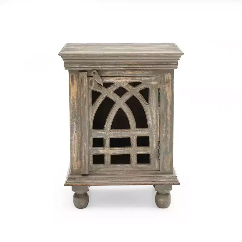 Antique Grey Wood Stylish Functional Nightstand for Bedroom Living Room