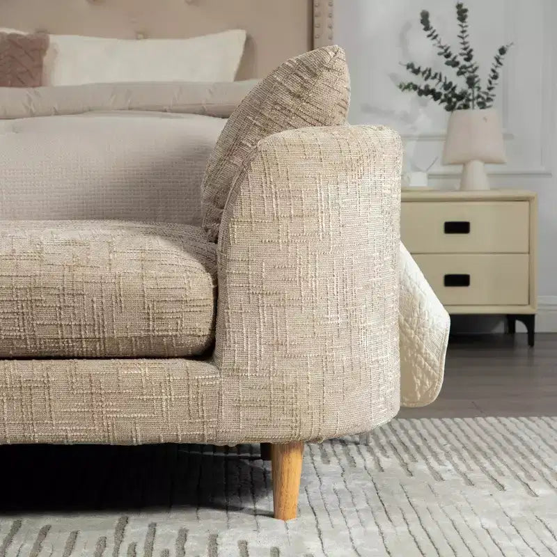 Upholstered Bench Padded Bed End Bench Chenille Chaise Lounge Couch Minimalist Entryway Bench Footstool with Soft Cushion & Pillow - ModernLuxe