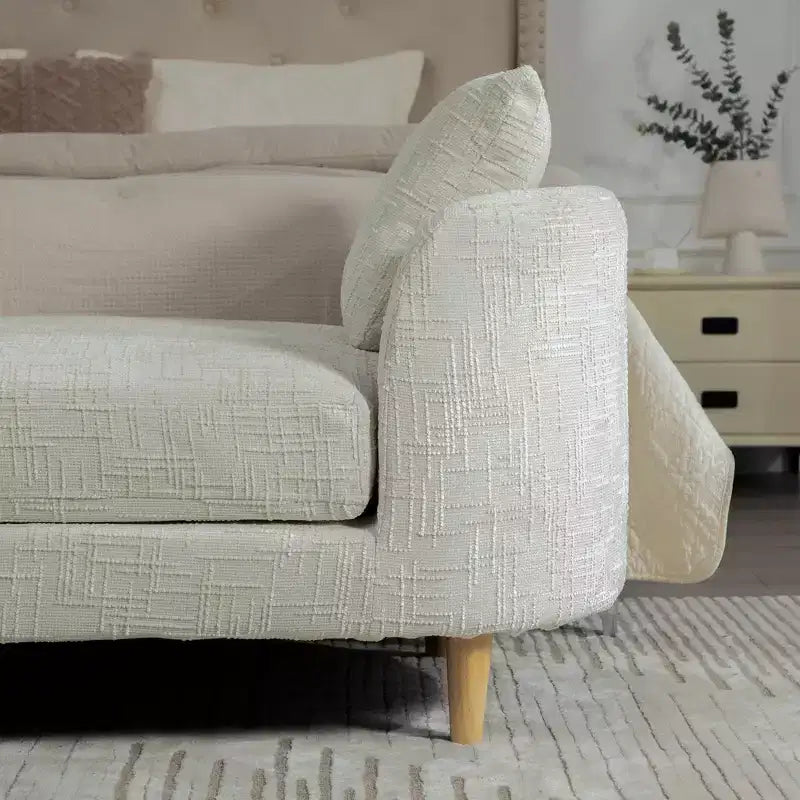 Upholstered Bench Padded Bed End Bench Chenille Chaise Lounge Couch Minimalist Entryway Bench Footstool with Soft Cushion & Pillow - ModernLuxe