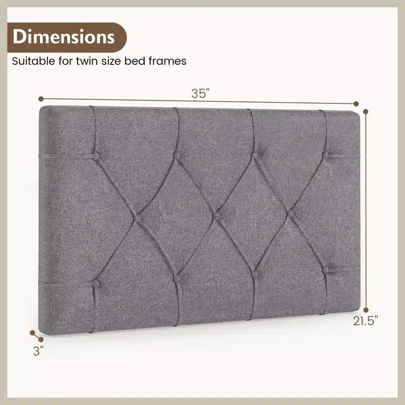 Costway Upholstered Headboard for Twin Size Bed w/ Fabric Upholstery Adjustable Height