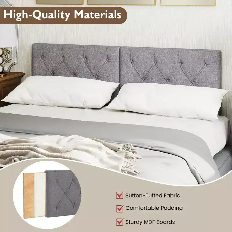 Costway Upholstered Headboard for Twin Size Bed w/ Fabric Upholstery Adjustable Height