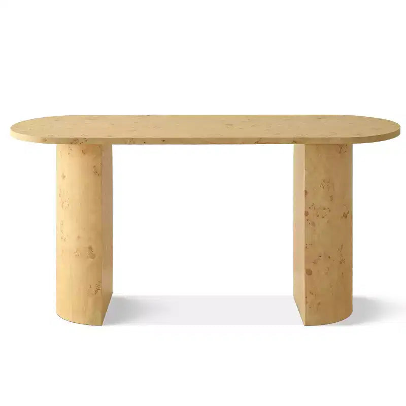 Modern 60 Oval Entryway Console Table with Burlwood Wood Grain and Semi-Circle Legs, Sofa Table for Foyer, Hallway or Living Room-Panipeachy