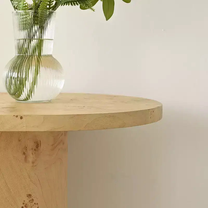 Modern 60 Oval Entryway Console Table with Burlwood Wood Grain and Semi-Circle Legs, Sofa Table for Foyer, Hallway or Living Room-Panipeachy