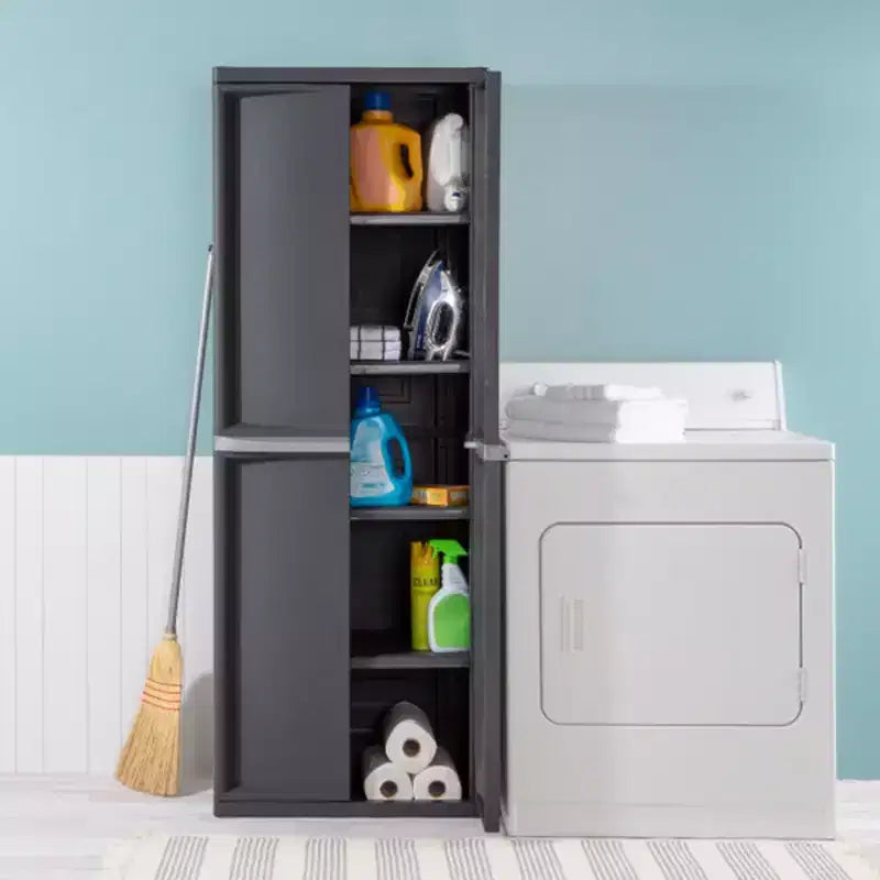 Sterilite 2 Pack Adjustable 4-Shelf Garage Storage Cabinet Bin Organizer, Gray