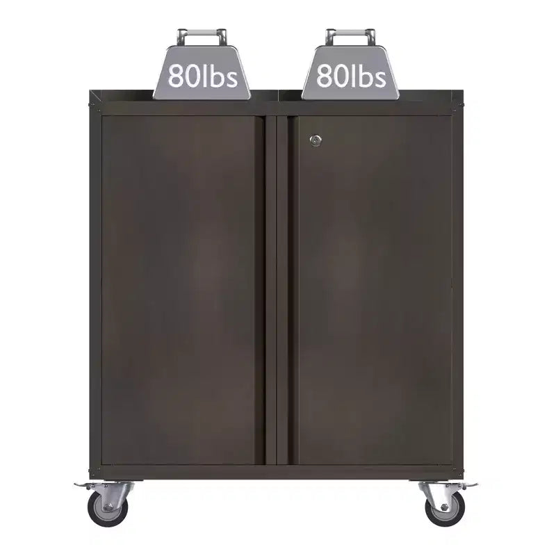 AOBABO Lockable Steel File Storage Organizer Cabinet with Adjustable Shelves and Wheels for Home, School, Office, and Garage Organization, Black