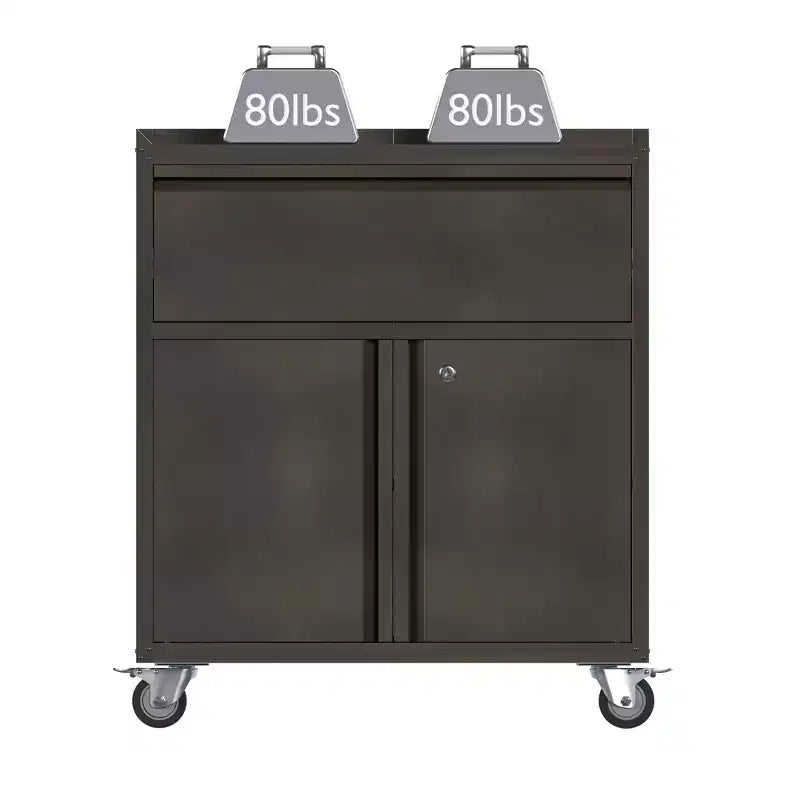 AOBABO Lockable Steel File Storage Organizer Cabinet with Adjustable Shelves and Wheels for Home, School, Office, and Garage Organization, Black